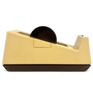Vintage Scotch 3M C-25 Tape Dispenser Tan Brown Weighted Desktop Office MCM